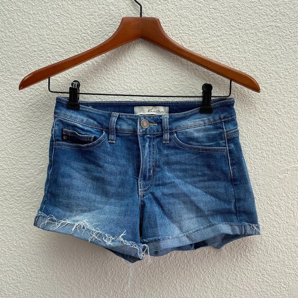 KanCan High Rise Stretch Shorts BKE Buckle Raw Hem Cuffed KC7058 Size 3 / 25